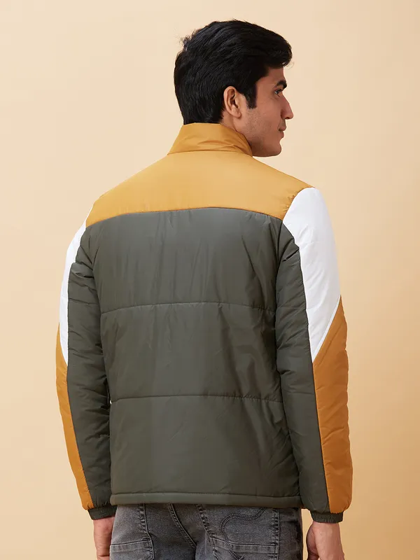 Being Human Men  Jackets-Bottle Gree And Mustard And White